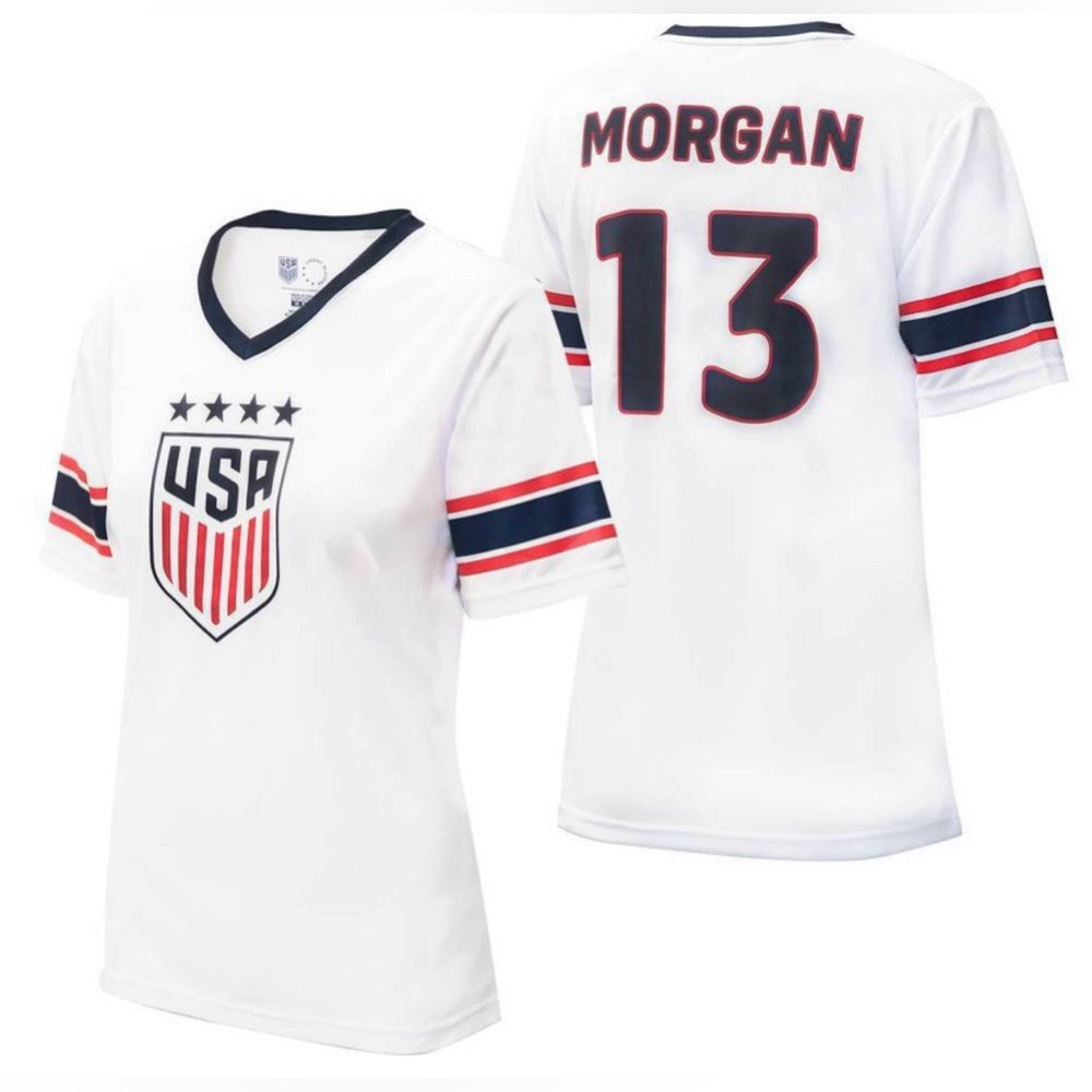 US Women’s Soccer Jersey Icon Sports USWNT Large V Neck Alex Morgan 13 New